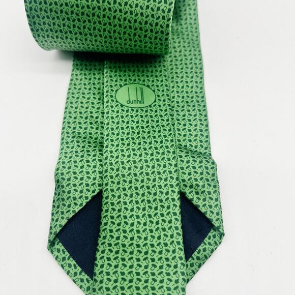 Dunhill Silk Men's Tie Green Made in Italy - Picture 2 of 7